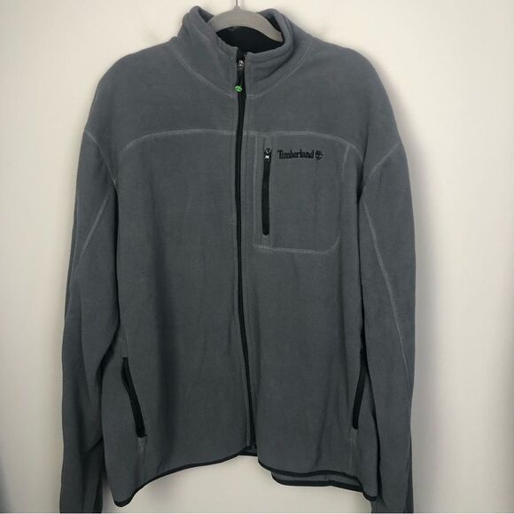 TIMBERLAND | Charcoal Gray & Black Full Zip Fleece Jacket Men’s Size XX-Large - Picture 1 of 6